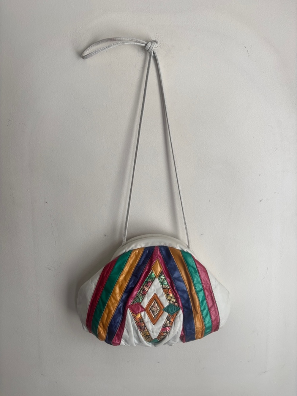 Vintage | 1980’s Samir Colorblock Multicolor Patchwork Leather Handbag - Picture 5 of 10